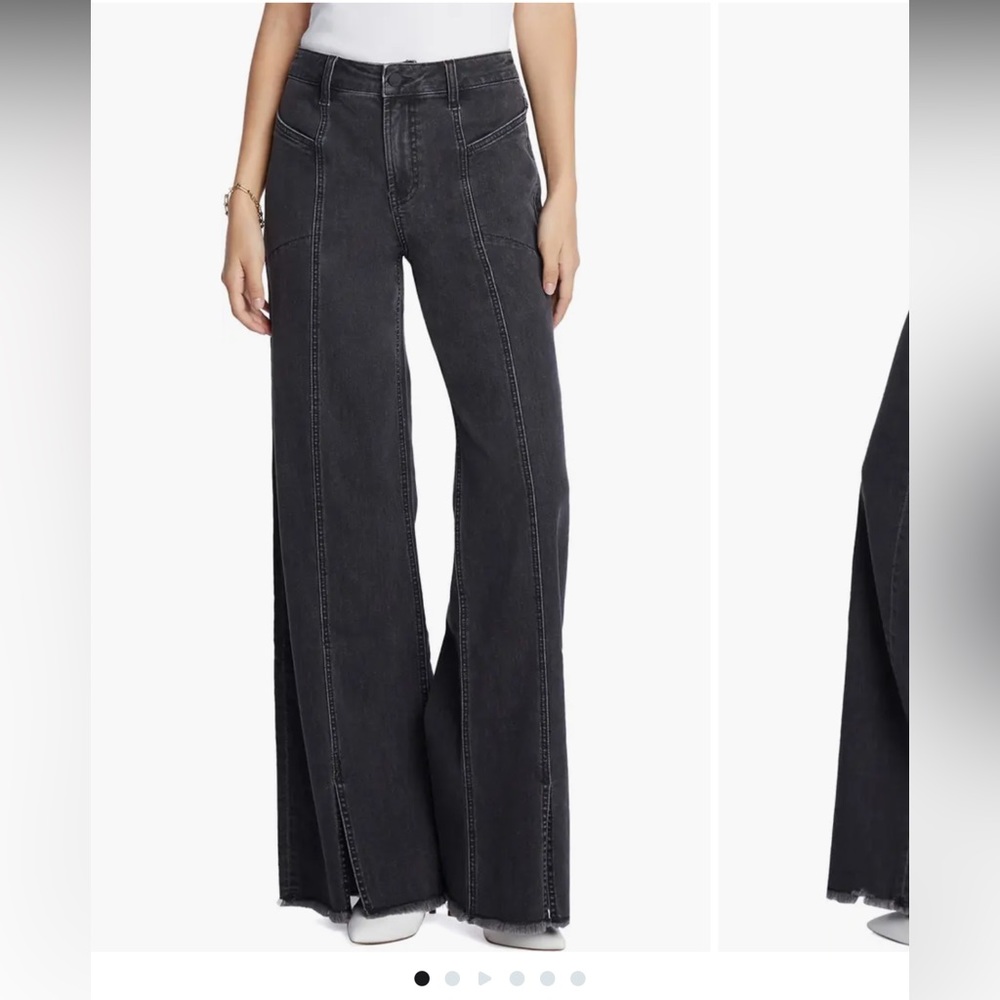 WashLab Front Slit Wide Leg Jeans